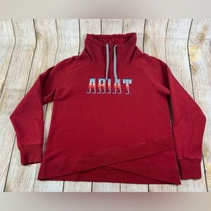Women’s Ariat Real Quality Goods Pullover Sweatshirt Red Mock Neck Size Large